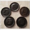 5 äldre mörkbruna 6 - håls ovanliga knappar 30 mm 